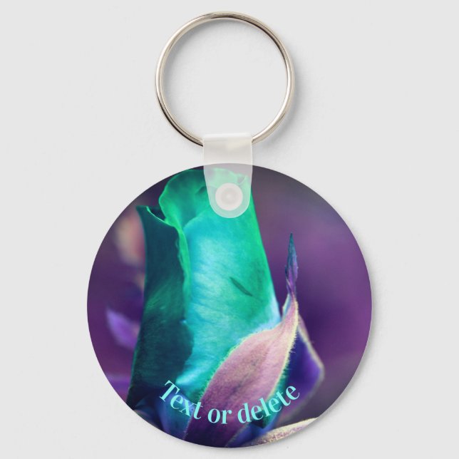 Chaveiro Flor Turquesa Rosebud Personalizado (Frente)