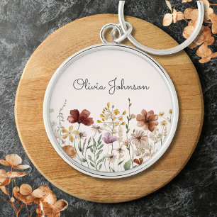 Chaveiro Florais Bonitos de Aquarela Personalizados de Flor