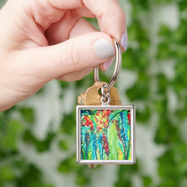 Chaveiro Floral Abstract Art Keychain – Colorful Nature-Ins (Mão)