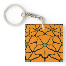 Floral Abstrato Moderno Verde e Laranja