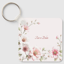 Chaveiro Floral Branco Rosa Elegante
