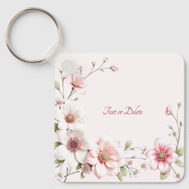 Chaveiro Floral Branco Rosa Elegante