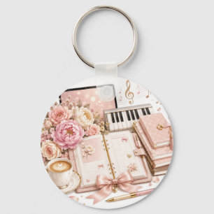 Chaveiro Floral Café Piano Aconchegante editável