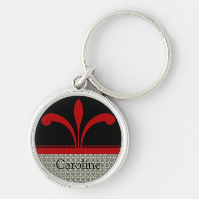 Chaveiro Floral Chic, Vermelho Escuro (Frente)