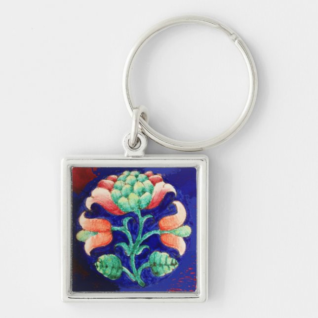 Chaveiro FLORAL, cor-de-rosa azul (Frente)