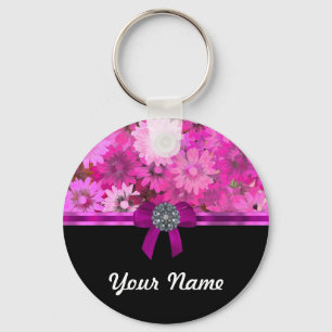 Chaveiro Floral cor-de-rosa personalizado
