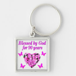 Chaveiro FLORAL DE ANIVERSÁRIO DE 90 bonito