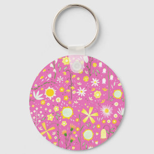Chaveiro Floral de Flor Botânico Rosa bonito