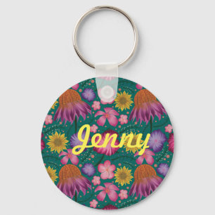 Chaveiro Floral de Flor Selvagem Personalizado