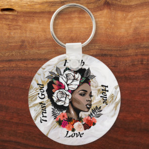 Chaveiro Floral de Mulher Africana