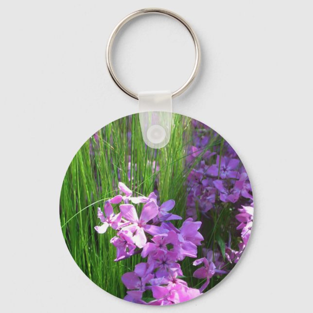 Chaveiro Floral de Verão de Flox e Grama Rosa (Frente)