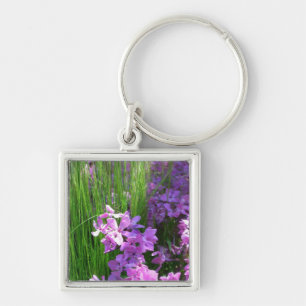 Chaveiro Floral de Verão de Flox e Grama Rosa
