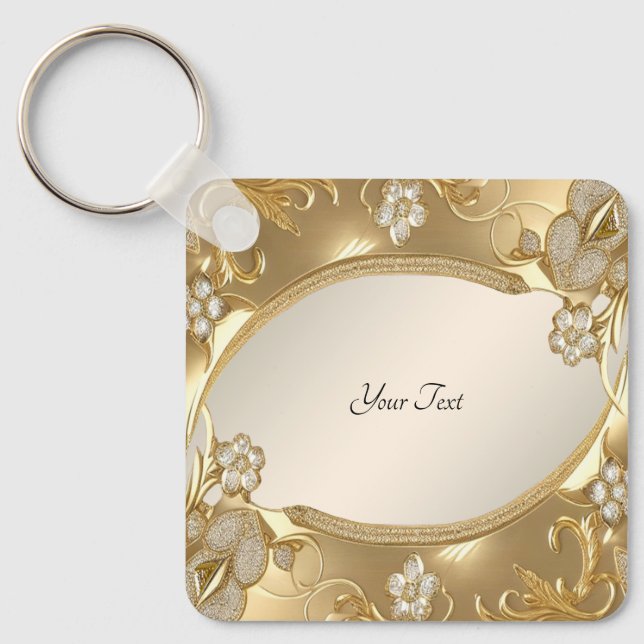 Chaveiro Floral do Ornamentado Dourado (Frente)