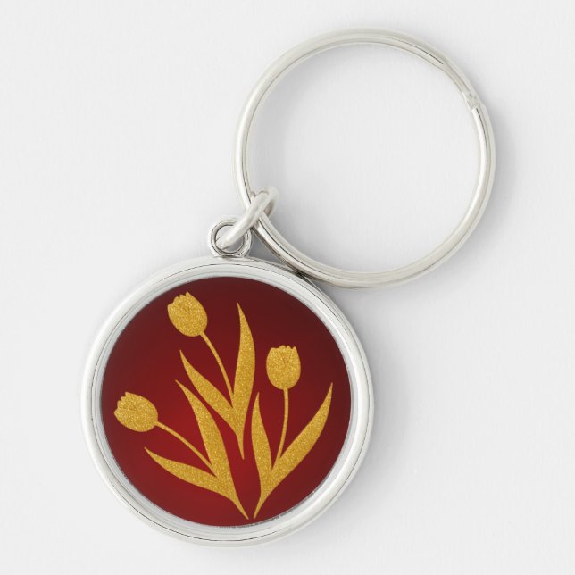 Chaveiro Floral dourado  (Frente)