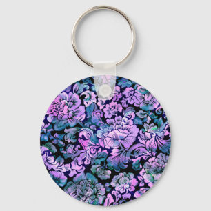 Chaveiro Floral Estilizado em Púrpura
