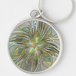 Chaveiro Floral Fantasy Moderna Flor De Arte Fractal Com Do
