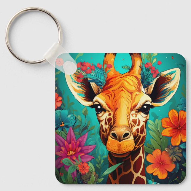 Chaveiro Floral Girafa Portrait- 9319 (Frente)
