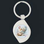 Chaveiro Floral Hen with Eggs Vintage Farmhouse Charm<br><div class="desc">This charming design features a beautifully detailed hen nestled beside a cozy nest of speckled eggs, surrounded by delicate wildflowers and soft pastel foliage. The hen’s wings are adorned with an elegant bouquet of daisies, peonies, and tiny blossoms, blending rustic farmhouse vibes with a romantic, vintage-inspired touch. Perfect for country...</div>