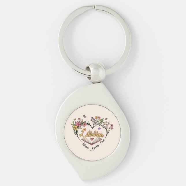 Chaveiro Floral Librarian Heart (Frente)