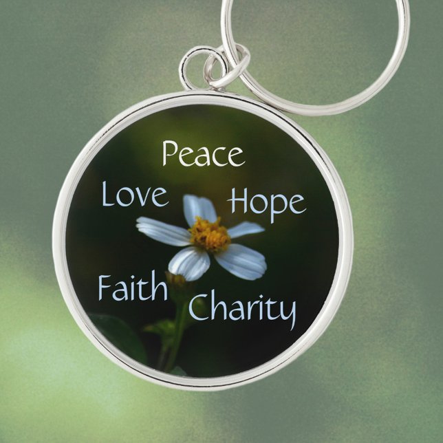 Chaveiro Floral Peace Love Hope Faith Charity Daisy (Criador carregado)