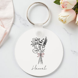 Chaveiro Floral Personalizado Para Damas de Honra