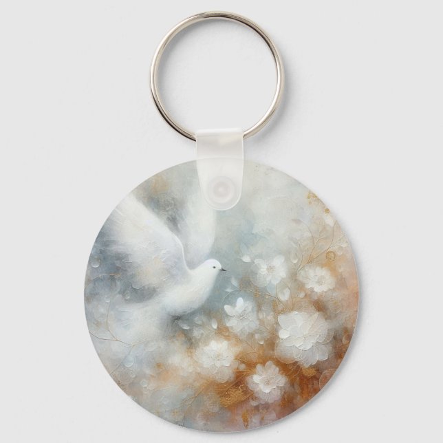 Chaveiro Floral Pombo de Casamento (Frente)