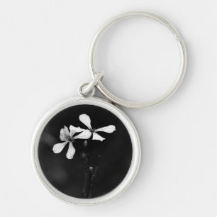 Chaveiro floral preto e branco minimalista