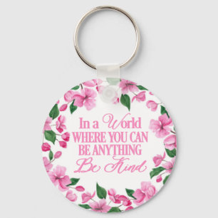 Chaveiro Floral Rosa/Num mundo onde você pode ser qualquer
