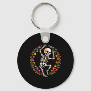 Chaveiro Floral Skeleton Funny Gótico Halloween Figurume Pa