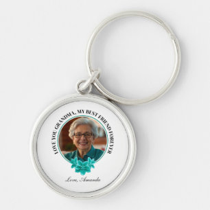 Chaveiro Floral Teal Frame Grandboy para a Vovó Foto