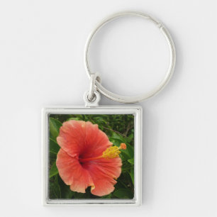 Chaveiro Floral Tropical de Laranja Hibiscus