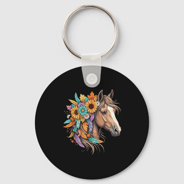 Chaveiro Floral Wild Horse Country Horse Riding Women Girls (Frente)