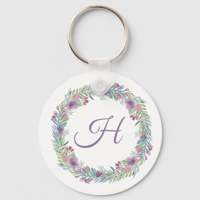 Chaveiro Floral Wreath Monograma Personalizado (Frente)