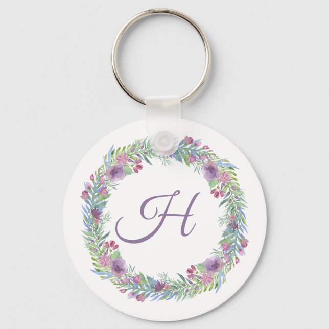 Chaveiro Floral Wreath Monograma Personalizado (Frente)