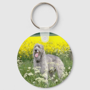 Chaveiro flores amarelas do wolfhound irlandês