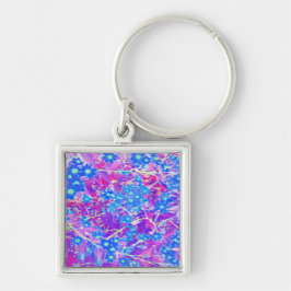 Chaveiro Flores bonito de Azul Violeta e Verde limão