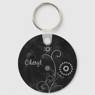 Chaveiro Flores Brancas Bonito Do Quadro Boêmico com Nome