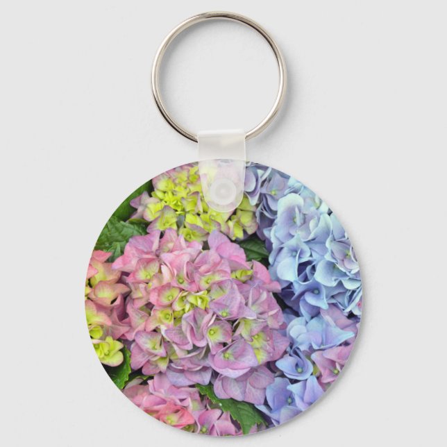 Chaveiro Flores coloridas de hydrangea (Frente)