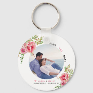 Chaveiro Flores cor-de-água rosa, folhas verdes de sábado, 