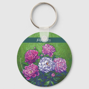 Chaveiro Flores cor-de-rosa e brancas da peônia