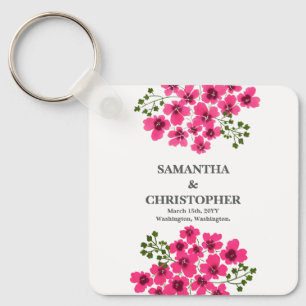 Chaveiro Flores Cor-de-Rosa em Aquarela-53431