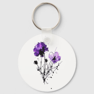 Chaveiro Flores de Aquarela abstrato