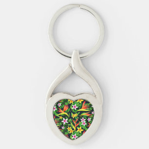 Chaveiro Flores De Aquarela E Padrão Floral De Fruta- 23768