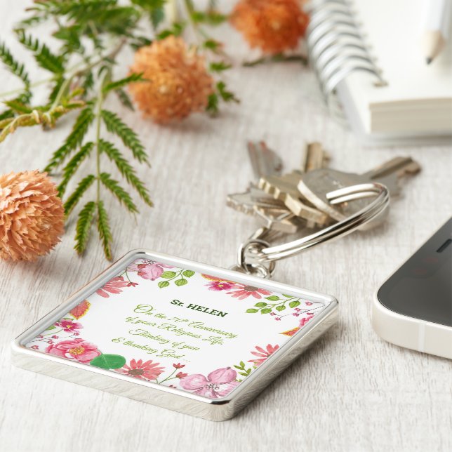 Chaveiro Flores de Aquarelas Religiosas do 70 Religioso da  (Lateral)