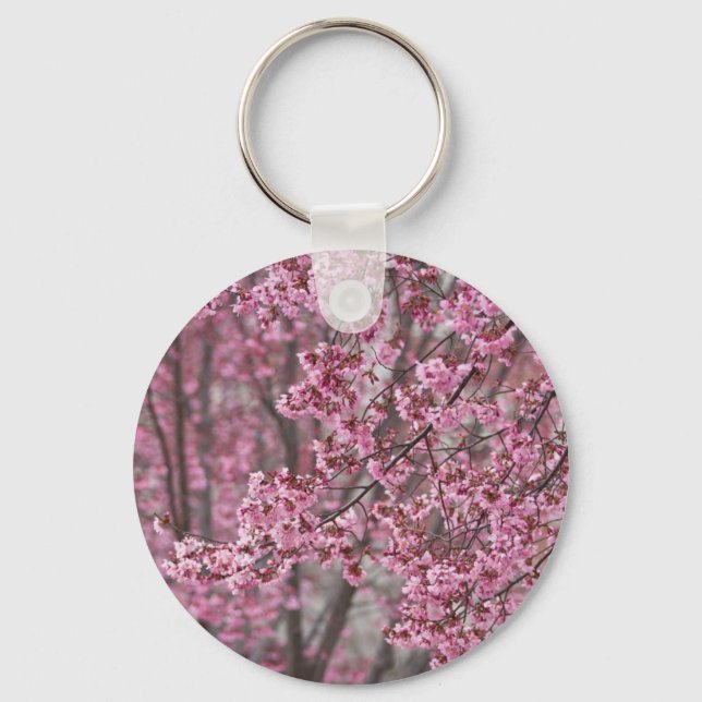 Chaveiro Flores de Cerejeira Sakura Cor-de-Rosa Fluindo (Frente)