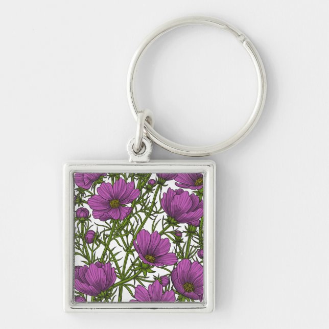 Chaveiro Flores de cosmos violetas (Frente)