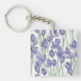 Chaveiro Flores de Crocus Aquarela