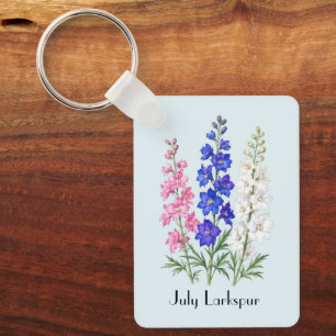 Chaveiro Flores de Delphinium de Julho
