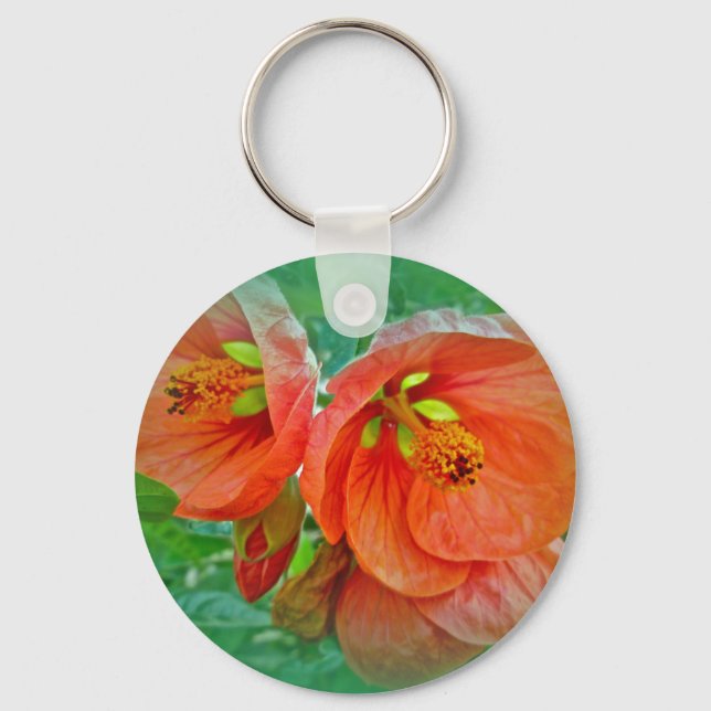 Chaveiro Flores de Hibisco Laranja (Frente)