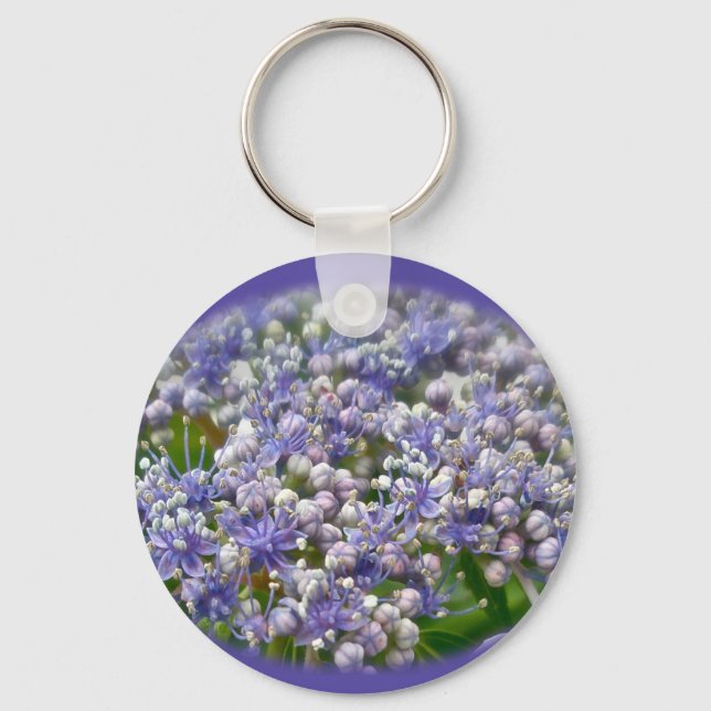 Chaveiro Flores de Hydrangea de Boné Azul (Frente)